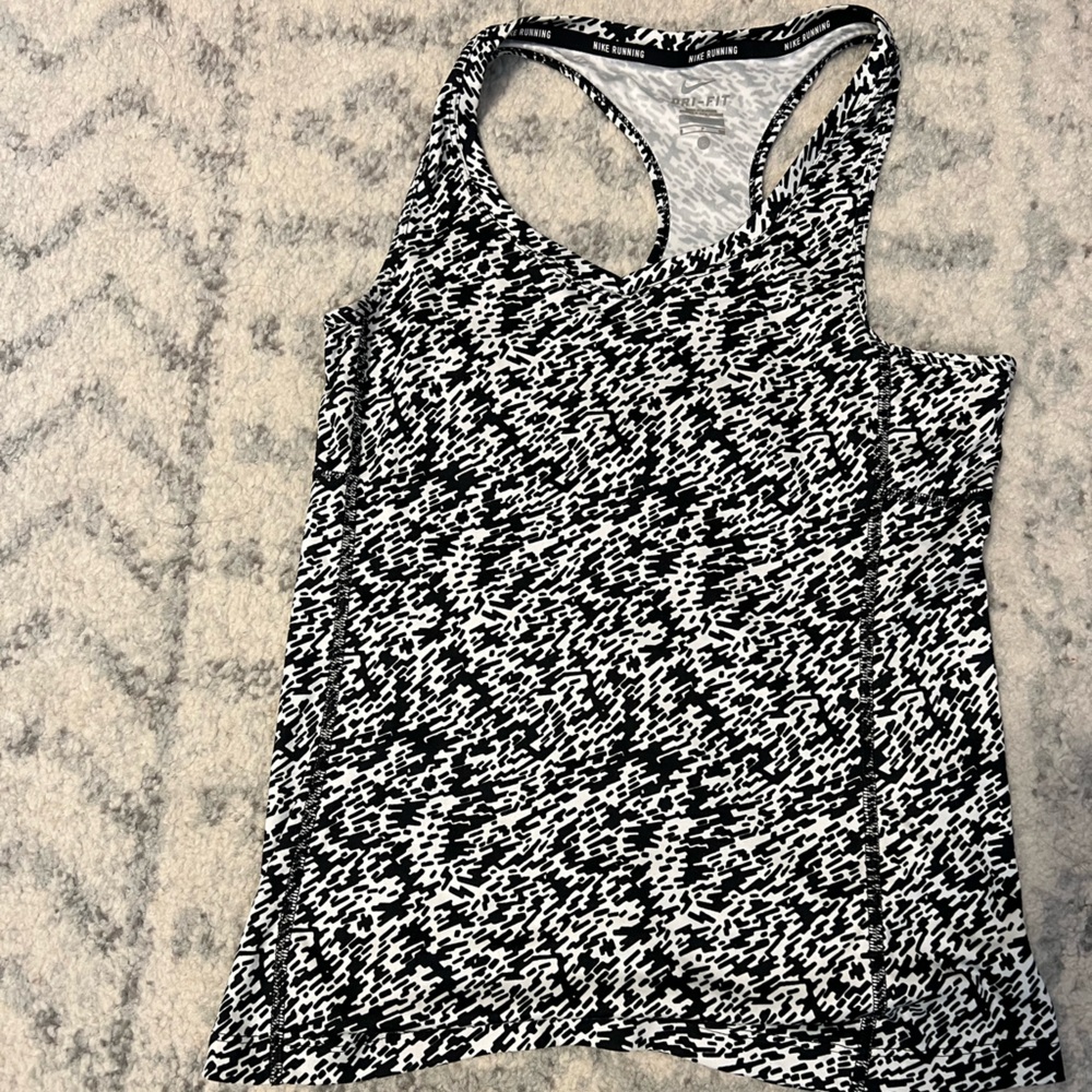 Nike Black and White Patterned Tank Top